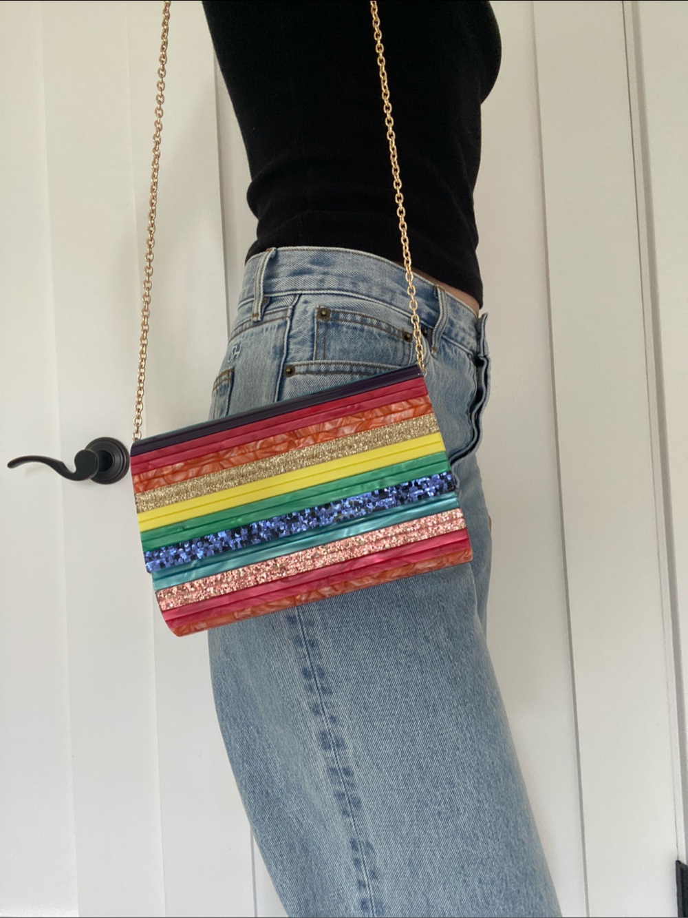 Kurt Geiger London Multicolor Striped Acrylic Clutch - USED ONCE